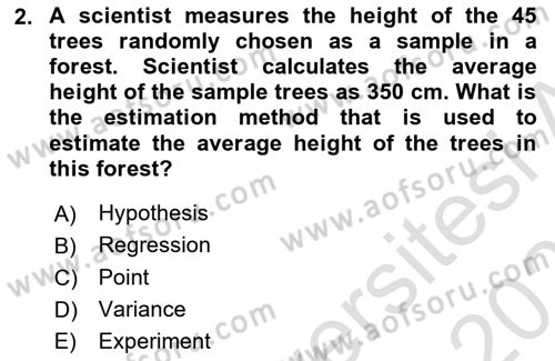 Statistics 2 Dersi 2022 - 2023 Yılı Yaz Okulu Sınav Soruları 2. Soru
