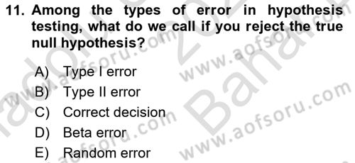Statistics 2 Dersi 2023 - 2024 Yılı (Vize) Ara Sınav Soruları 11. Soru