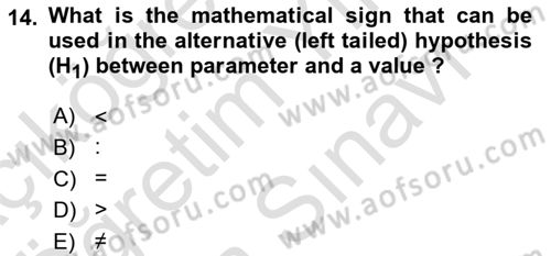 Statistics 2 Dersi 2023 - 2024 Yılı (Vize) Ara Sınav Soruları 14. Soru