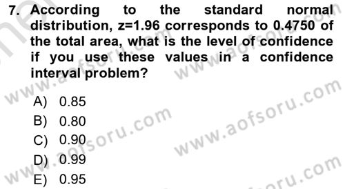 Statistics 2 Dersi 2023 - 2024 Yılı (Vize) Ara Sınav Soruları 7. Soru