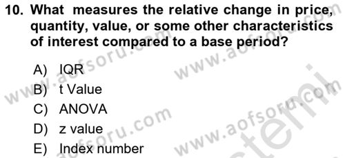 Statistics 2 Dersi 2023 - 2024 Yılı (Final) Dönem Sonu Sınav Soruları 10. Soru