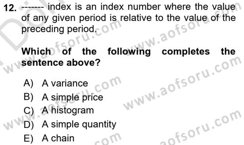Statistics 2 Dersi 2023 - 2024 Yılı (Final) Dönem Sonu Sınav Soruları 12. Soru