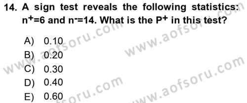Statistics 2 Dersi 2023 - 2024 Yılı (Final) Dönem Sonu Sınav Soruları 14. Soru