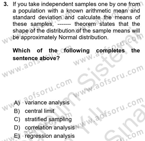 Statistics 2 Dersi 2023 - 2024 Yılı (Final) Dönem Sonu Sınav Soruları 3. Soru