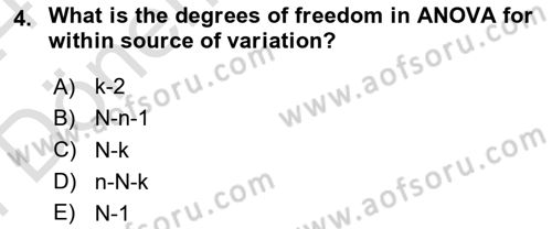 Statistics 2 Dersi 2023 - 2024 Yılı (Final) Dönem Sonu Sınav Soruları 4. Soru