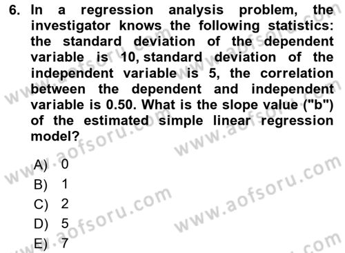 Statistics 2 Dersi 2023 - 2024 Yılı (Final) Dönem Sonu Sınav Soruları 6. Soru