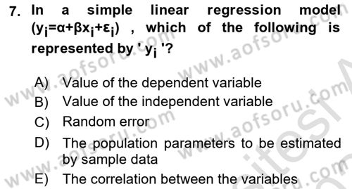 Statistics 2 Dersi 2023 - 2024 Yılı (Final) Dönem Sonu Sınav Soruları 7. Soru