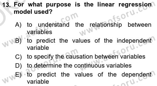 Statistics 2 Dersi 2023 - 2024 Yılı Yaz Okulu Sınav Soruları 13. Soru