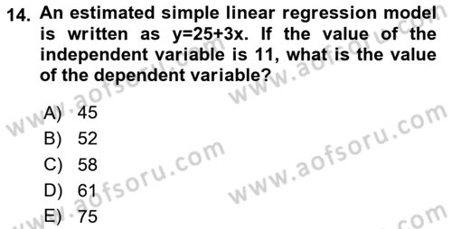 Statistics 2 Dersi 2023 - 2024 Yılı Yaz Okulu Sınav Soruları 14. Soru