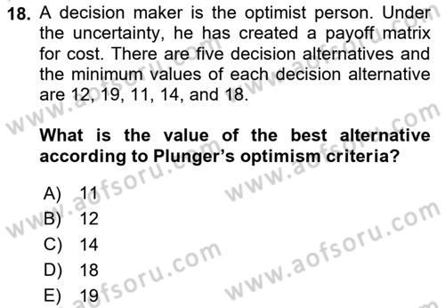 Statistics 2 Dersi 2023 - 2024 Yılı Yaz Okulu Sınav Soruları 18. Soru