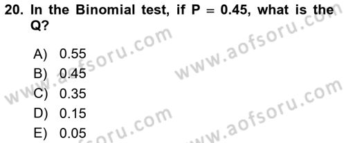 Statistics 2 Dersi 2023 - 2024 Yılı Yaz Okulu Sınav Soruları 20. Soru