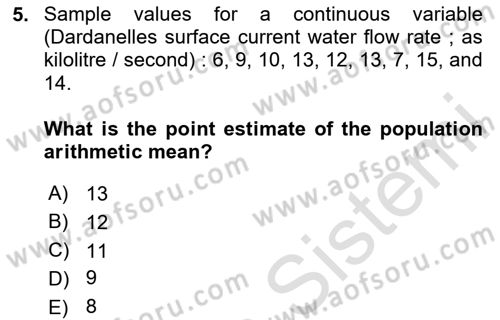 Statistics 2 Dersi 2023 - 2024 Yılı Yaz Okulu Sınav Soruları 5. Soru