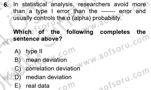 Statistics 2 Dersi 2023 - 2024 Yılı Yaz Okulu Sınav Soruları 6. Soru