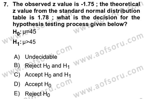 Statistics 2 Dersi 2023 - 2024 Yılı Yaz Okulu Sınav Soruları 7. Soru