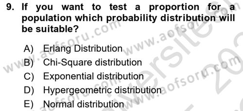 Statistics 2 Dersi 2023 - 2024 Yılı Yaz Okulu Sınav Soruları 9. Soru