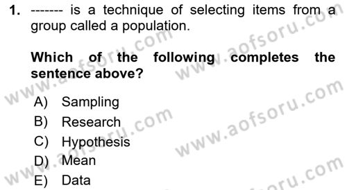 Statistics 2 Dersi 2024 - 2025 Yılı (Vize) Ara Sınav Soruları 1. Soru