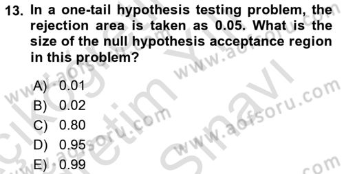 Statistics 2 Dersi 2024 - 2025 Yılı (Vize) Ara Sınav Soruları 13. Soru