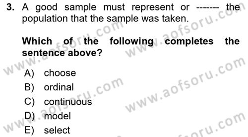 Statistics 2 Dersi 2024 - 2025 Yılı (Vize) Ara Sınav Soruları 3. Soru
