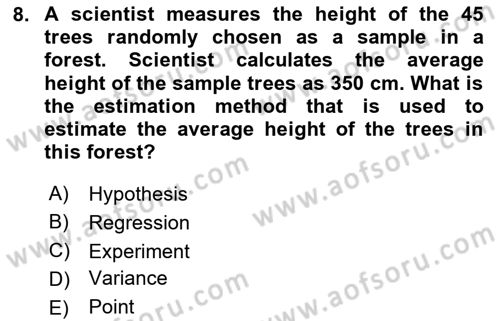 Statistics 2 Dersi 2024 - 2025 Yılı (Vize) Ara Sınav Soruları 8. Soru