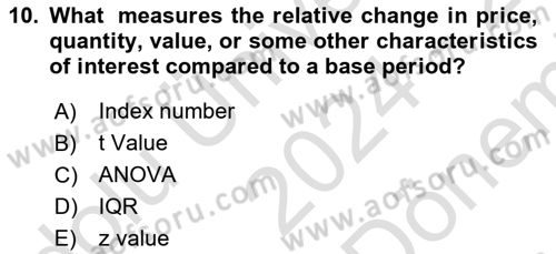 Statistics 2 Dersi 2024 - 2025 Yılı (Final) Dönem Sonu Sınav Soruları 10. Soru