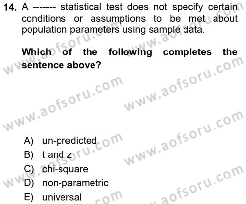 Statistics 2 Dersi 2024 - 2025 Yılı (Final) Dönem Sonu Sınav Soruları 14. Soru
