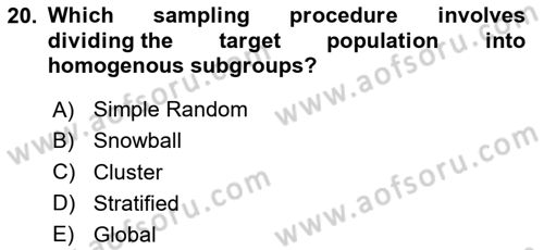 Statistics 2 Dersi 2024 - 2025 Yılı (Final) Dönem Sonu Sınav Soruları 20. Soru