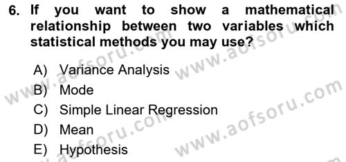 Statistics 2 Dersi 2024 - 2025 Yılı (Final) Dönem Sonu Sınav Soruları 6. Soru