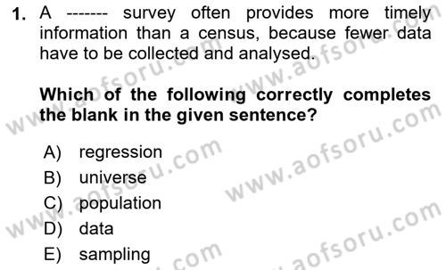 Statistics 2 Dersi 2024 - 2025 Yılı Yaz Okulu Sınav Soruları 1. Soru