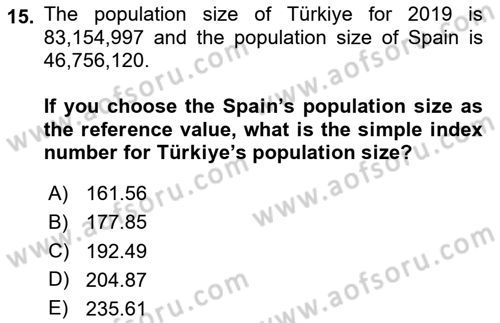 Statistics 2 Dersi 2024 - 2025 Yılı Yaz Okulu Sınav Soruları 15. Soru