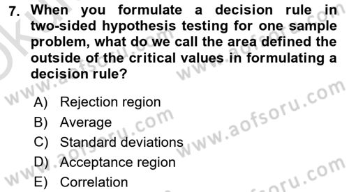 Statistics 2 Dersi 2024 - 2025 Yılı Yaz Okulu Sınav Soruları 7. Soru