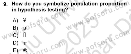 Statistics 2 Dersi 2025 - 2026 Yılı (Vize) Ara Sınav Soruları 9. Soru