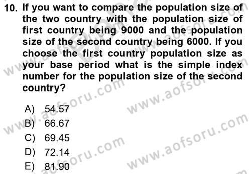 Statistics 2 Dersi 2025 - 2026 Yılı (Final) Dönem Sonu Sınav Soruları 10. Soru