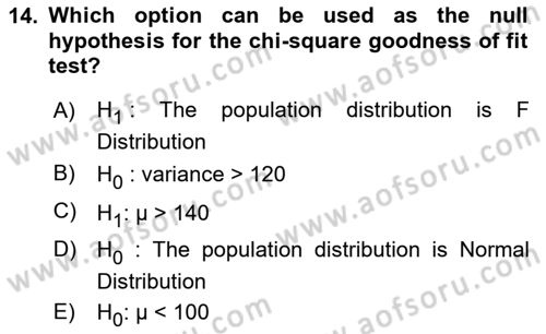 Statistics 2 Dersi 2025 - 2026 Yılı (Final) Dönem Sonu Sınav Soruları 14. Soru