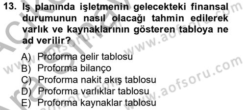 Proje Analizi ve Değerlendirme Dersi 2012 - 2013 Yılı (Vize) Ara Sınav Soruları 13. Soru