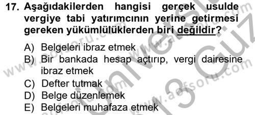 Proje Analizi ve Değerlendirme Dersi 2012 - 2013 Yılı (Vize) Ara Sınav Soruları 17. Soru