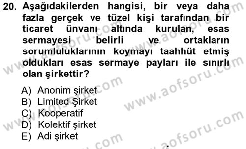 Proje Analizi ve Değerlendirme Dersi 2012 - 2013 Yılı (Vize) Ara Sınav Soruları 20. Soru