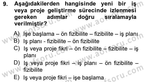 Proje Analizi ve Değerlendirme Dersi 2012 - 2013 Yılı (Vize) Ara Sınav Soruları 9. Soru