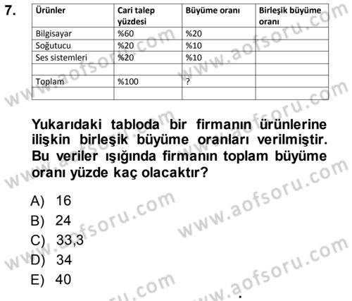 Proje Analizi ve Değerlendirme Dersi 2013 - 2014 Yılı (Vize) Ara Sınav Soruları 7. Soru