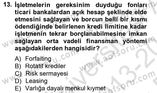 Proje Analizi ve Değerlendirme Dersi 2013 - 2014 Yılı Tek Ders Sınav Soruları 13. Soru