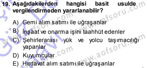 Proje Analizi ve Değerlendirme Dersi 2014 - 2015 Yılı (Vize) Ara Sınav Soruları 19. Soru