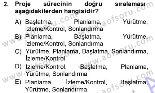 Proje Analizi ve Değerlendirme Dersi 2014 - 2015 Yılı (Vize) Ara Sınav Soruları 2. Soru