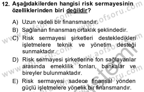 Proje Analizi ve Değerlendirme Dersi 2014 - 2015 Yılı (Final) Dönem Sonu Sınav Soruları 12. Soru