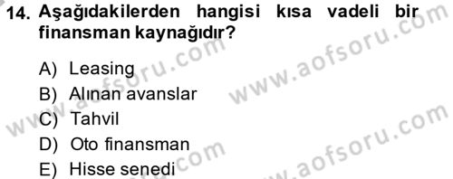 Proje Analizi ve Değerlendirme Dersi 2014 - 2015 Yılı (Final) Dönem Sonu Sınav Soruları 14. Soru