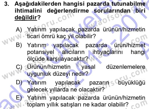 Proje Analizi ve Değerlendirme Dersi 2015 - 2016 Yılı (Vize) Ara Sınav Soruları 3. Soru