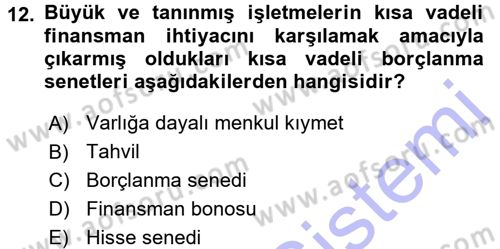 Proje Analizi ve Değerlendirme Dersi 2015 - 2016 Yılı (Final) Dönem Sonu Sınav Soruları 12. Soru