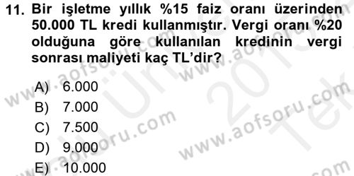 Proje Analizi ve Değerlendirme Dersi 2015 - 2016 Yılı Tek Ders Sınav Soruları 11. Soru