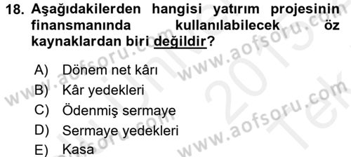 Proje Analizi ve Değerlendirme Dersi 2015 - 2016 Yılı Tek Ders Sınav Soruları 18. Soru