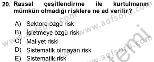Proje Analizi ve Değerlendirme Dersi 2016 - 2017 Yılı 3 Ders Sınav Soruları 20. Soru