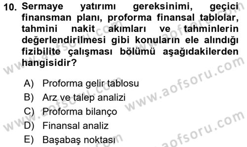 Proje Analizi ve Değerlendirme Dersi 2016 - 2017 Yılı (Vize) Ara Sınav Soruları 10. Soru