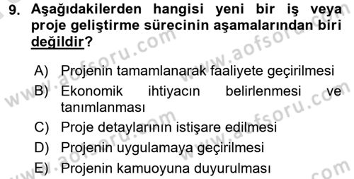 Proje Analizi ve Değerlendirme Dersi 2016 - 2017 Yılı (Vize) Ara Sınav Soruları 9. Soru